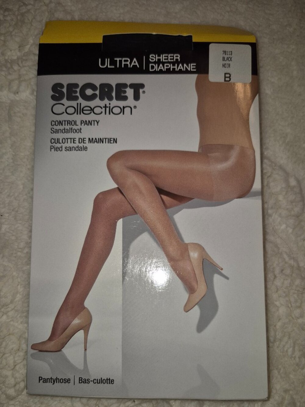 Secret, Ultra Sheer, Control Panty, Sandalfoot - Nude & Black - B